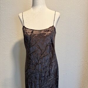 Kay Unger Velvet Beaded Evening Dress Maxi Sz 6